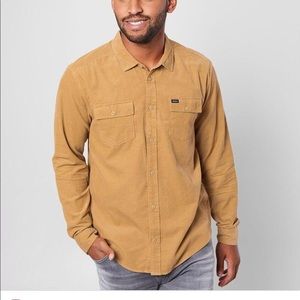 RVCA Freeman Corduroy Shirt- Size L - DustYellow